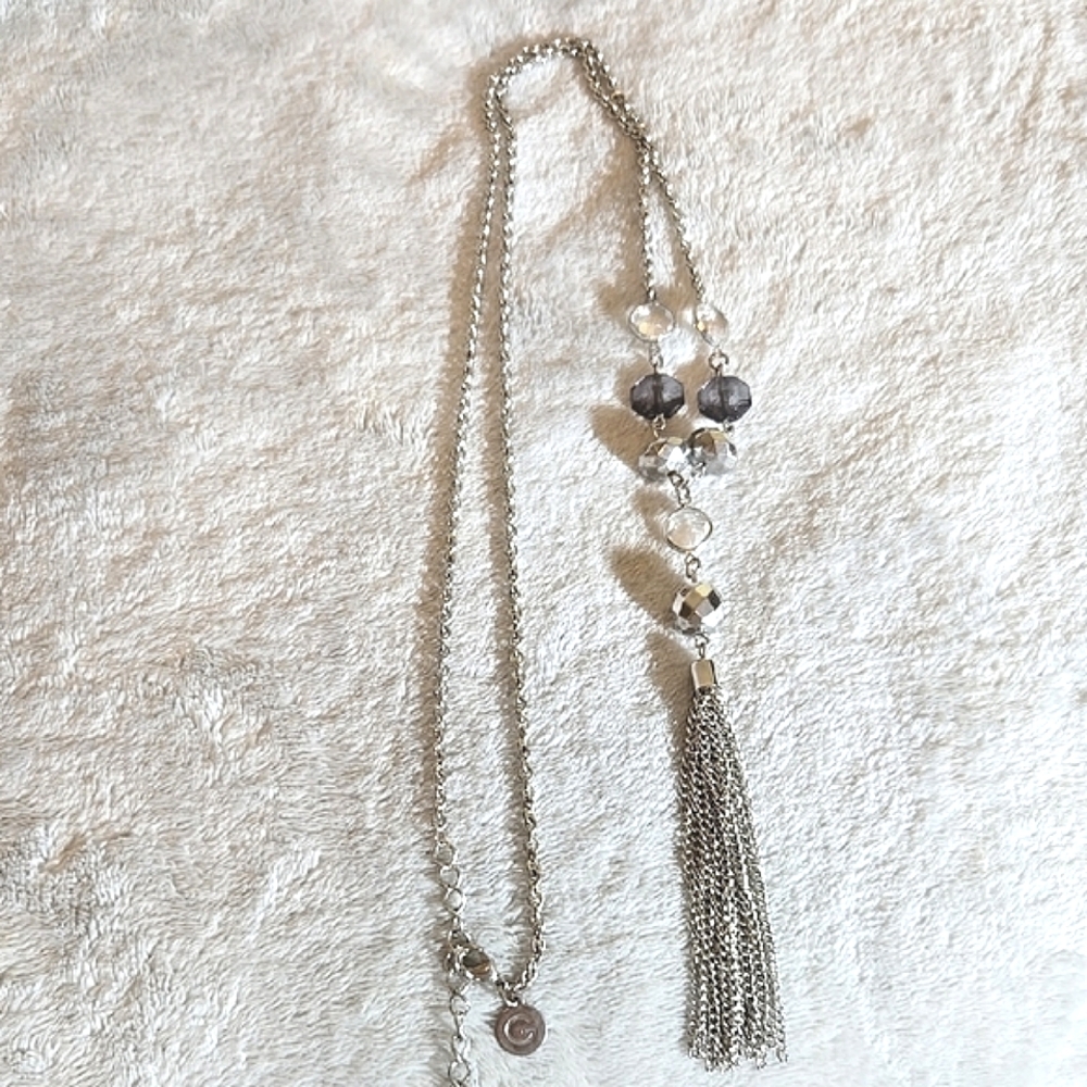 #257 Elegant Silver Tassel Necklace